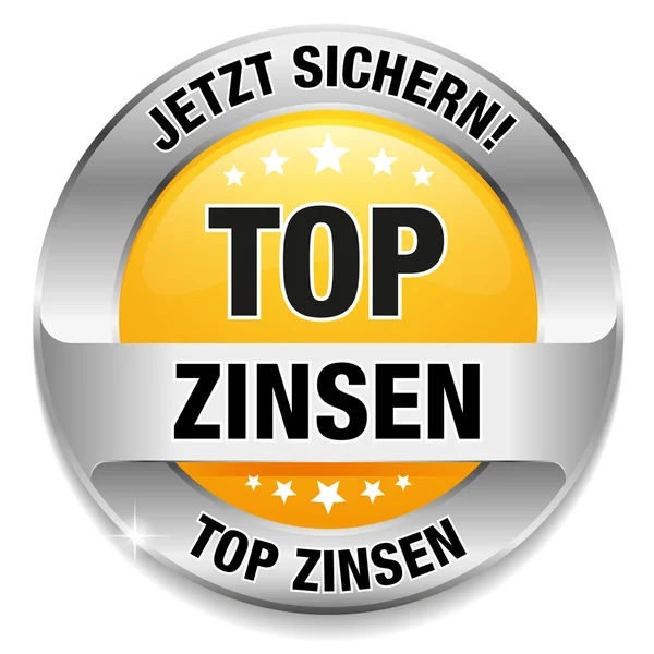 Top Zinsen Button gelb — Stock Vector