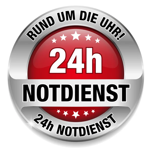 24h Notdienst Button rot — Stock Vector