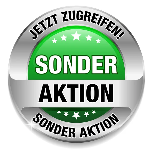 Sonder-Aktion-Schaltfläche-gruen — Stockvektor