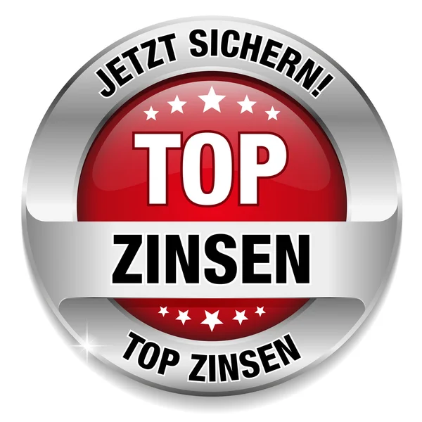 Top Zinsen Button rot — Stock Vector