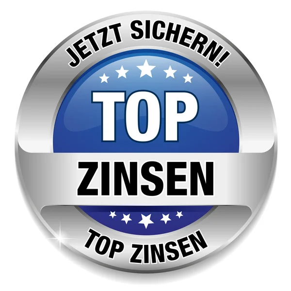 Top Zinsen Button blau — Stock Vector