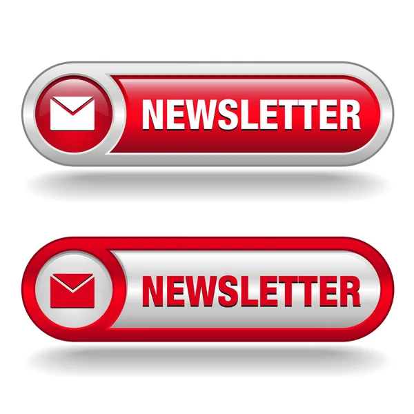 Pulsante newsletter gratuito rosso e bianco — Vettoriale Stock