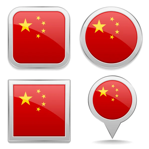 中国の旗ボタン — ストックベクタ