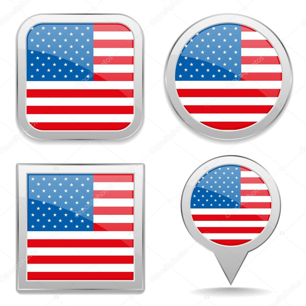 USA, North American flag buttons great collection