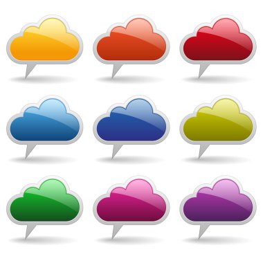 Colorful glossy round speech clouds clipart