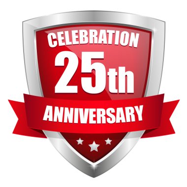 Kırmızı 25 yıl yıldönümü düğmesi