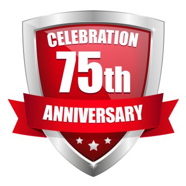 Kırmızı 75 yıl yıldönümü düğmesi