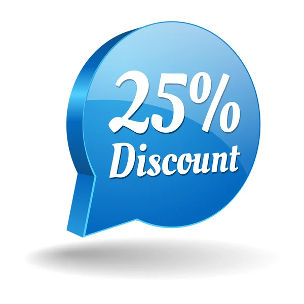 Blue 25 percent discount speech bubble — Stock Vector