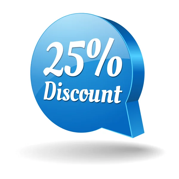 Blue 25% discount speech bubble — стоковый вектор