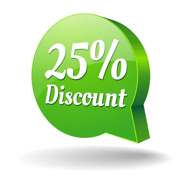 Green 25 percent discount speech bubble — Stock Vector