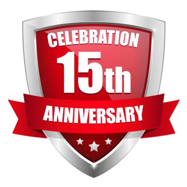 Kırmızı 15 yıl yıldönümü düğmesi