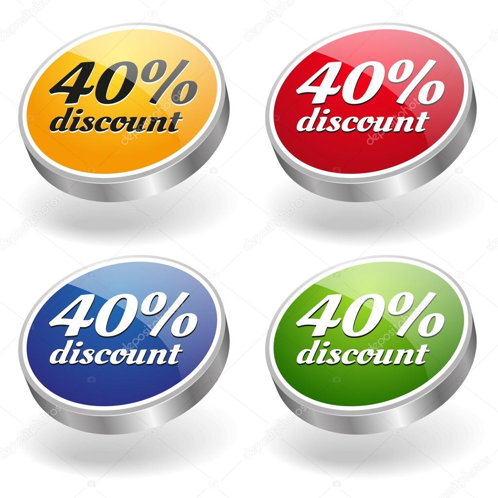 40 percent discount buttons set