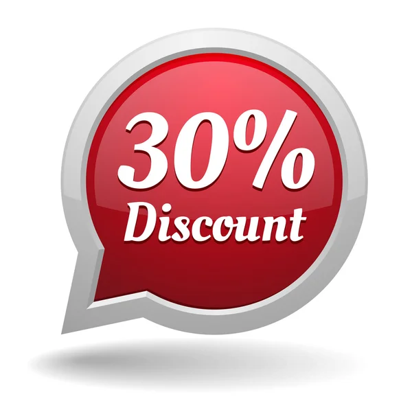 Red 30 percent discount speech bubble — Stock Vector