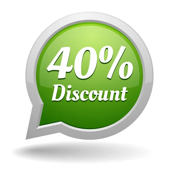 Green 40 percent discount speech bubble — Stock Vector