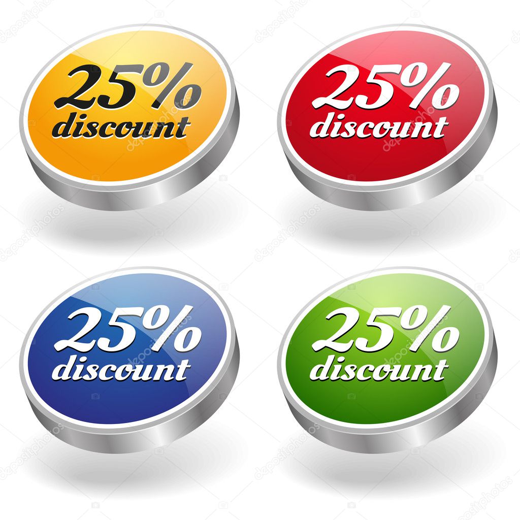 25 percent discount buttons set