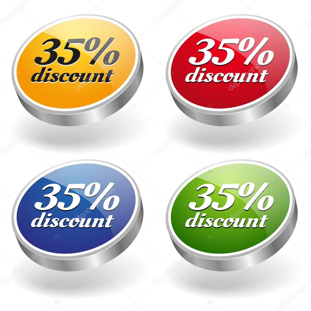 35 percent discount buttons set