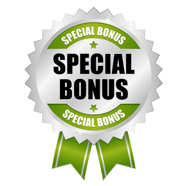 Big green special bonus button — Stock Vector