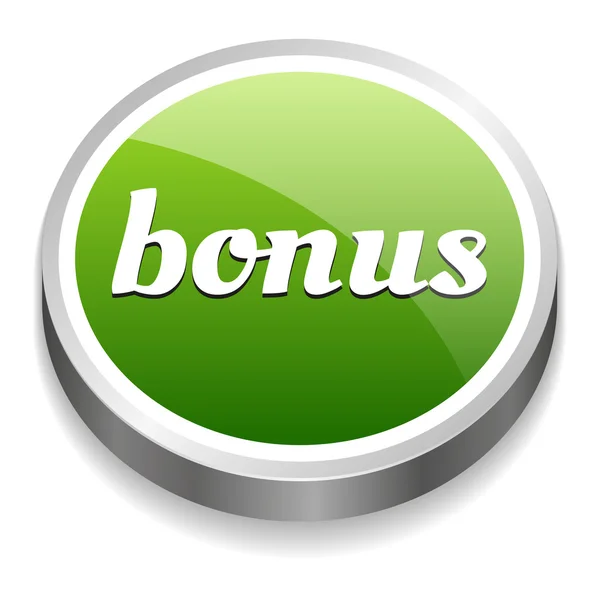 Big green glossy bonus button — Stock Vector