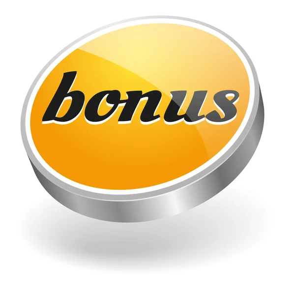 Big yellow glossy bonus button — Stock Vector