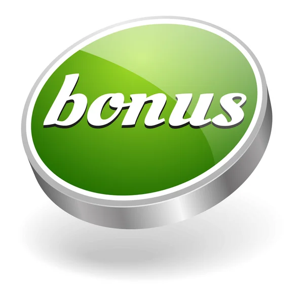 Big green glossy bonus button — Stock Vector