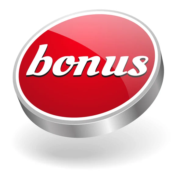 Big red glossy bonus button — Stock Vector