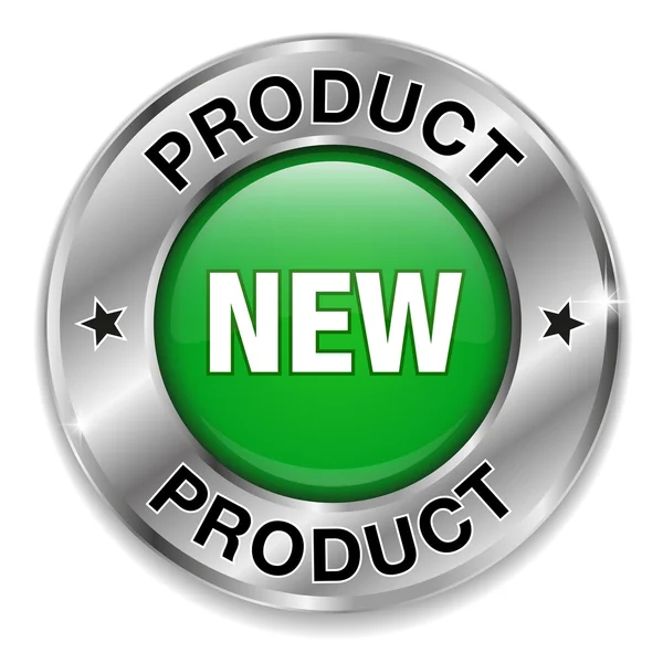 Big green new product button — Stock Vector