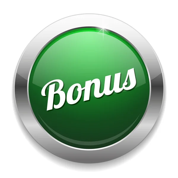 Big green glossy bonus button — Stock Vector