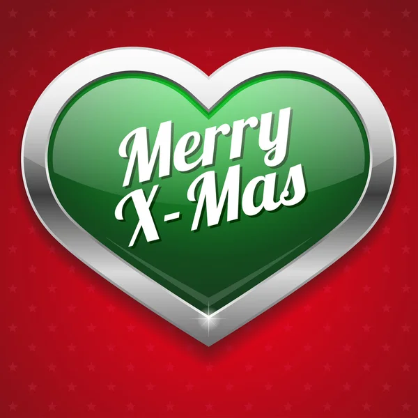 Big green merry christmas heart — Stock Vector