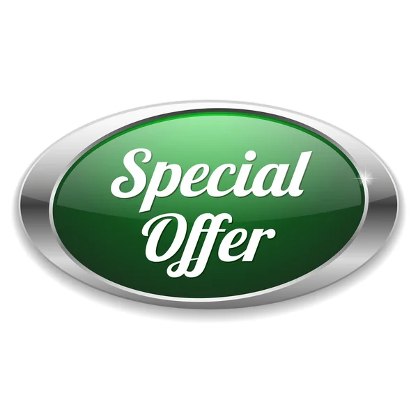 Big oval green special offer button — Stock Vector