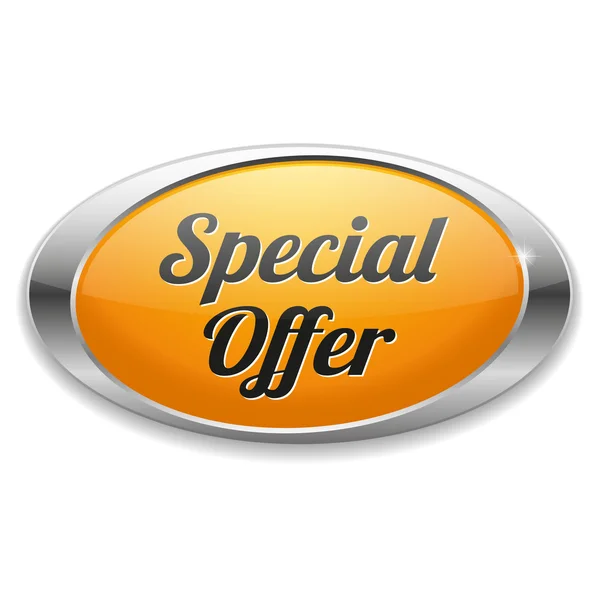 Big oval yellow special offer button — Stock Vector