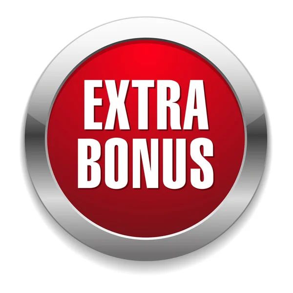 Büyük kırmızı metalik ekstra bonus düğmesi — Stok Vektör