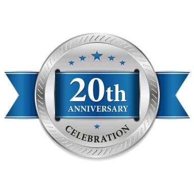 Blue twenty year anniversary seal clipart