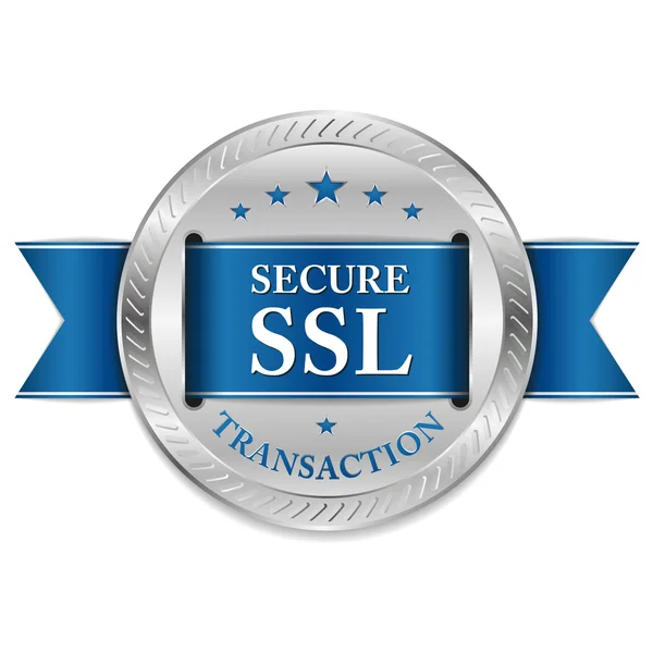 Синяя кнопка SSL Secure транзакции — стоковый вектор