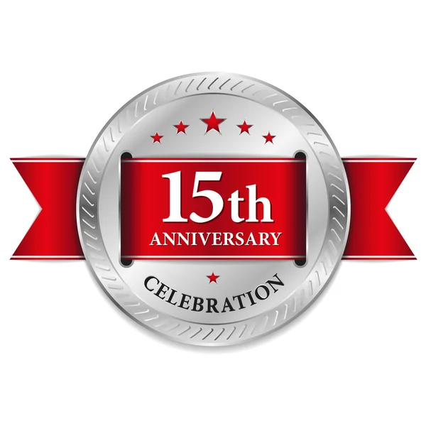 Red fifteen year anniversary seal — Stock Vector