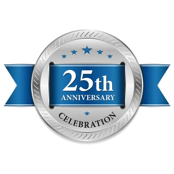 Blue twenty five year anniversary seal — Stock Vector