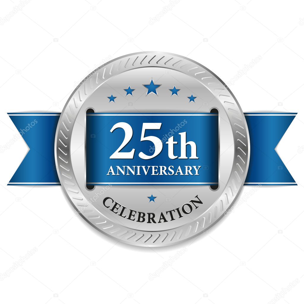 Blue twenty five year anniversary seal