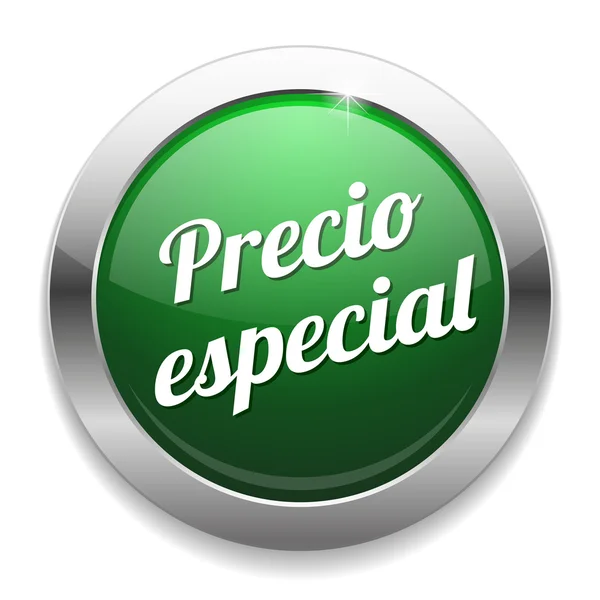 Büyük yeşil precio especial düğmesi — Stok Vektör
