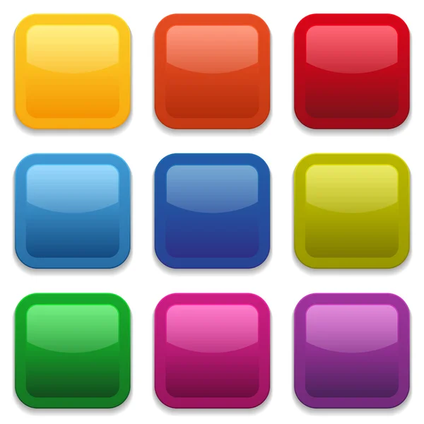 Colorful glossy square buttons — Stock Vector