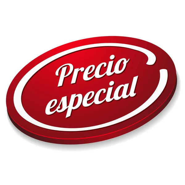 Botón de precio especial español en color rojo — Vector de stock