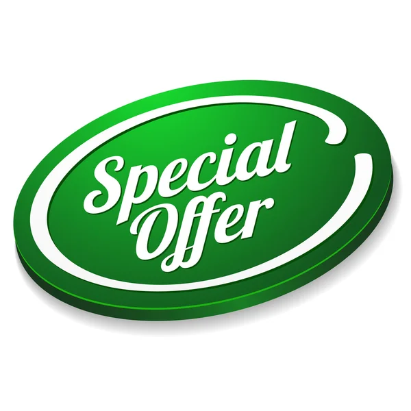 Grande oval verde botão de oferta especial — Vetor de Stock