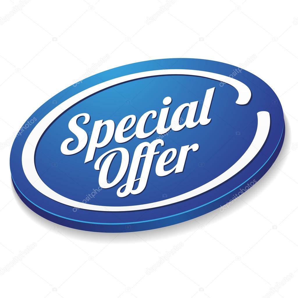 Big oval blue special offer button