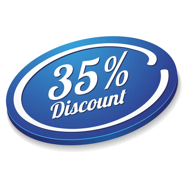 Blue thirty five percent discount button — Stock Vector