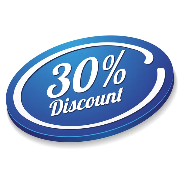 Blue thirty percent discount button — Stock Vector