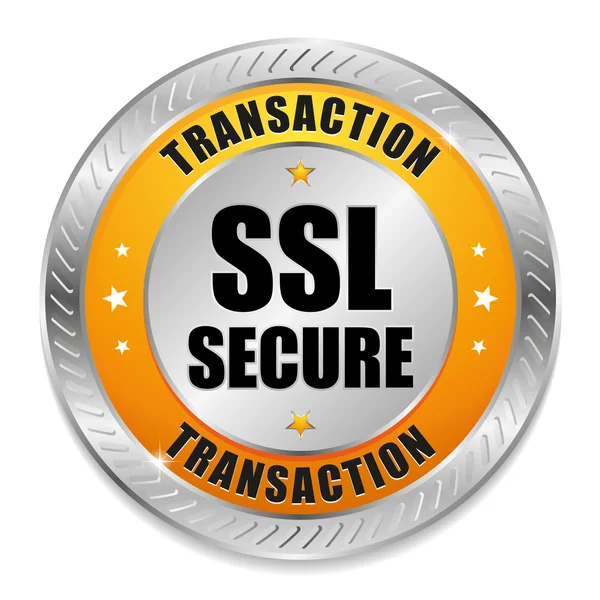 Big yellow secure transaction button — Stock Vector
