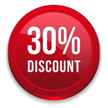 Kırmızı yüzde 30 indirim düğmesi