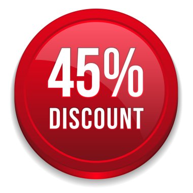 Kırmızı kırk beş yüzde indirim düğmesi