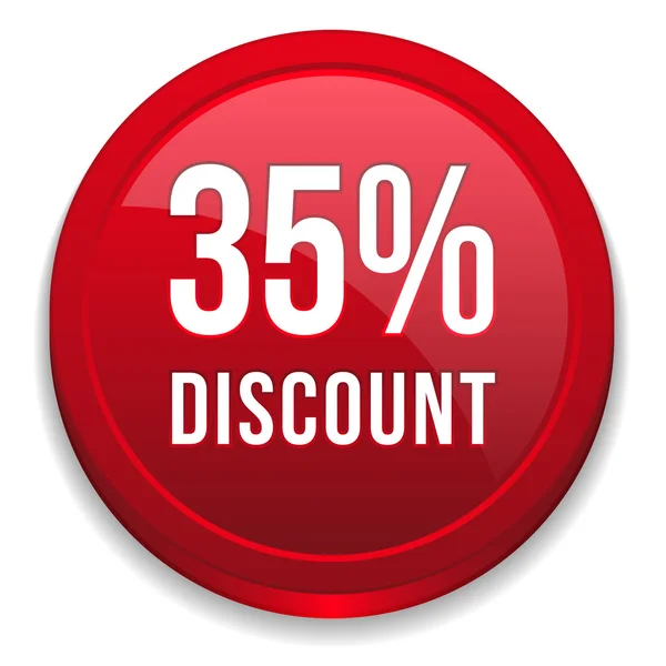 Red thirty-five percent discount button — Stock Vector