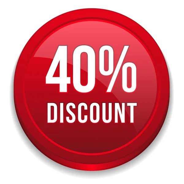 Red 40 percent discount button — Stock Vector