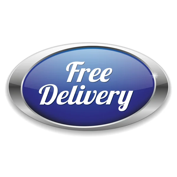 Azul botón de entrega gratuita — Vector de stock
