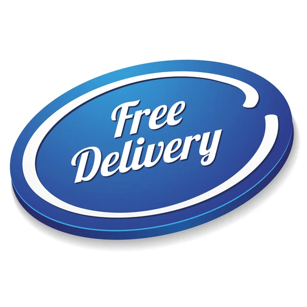 Blue free delivery button — Stock Vector